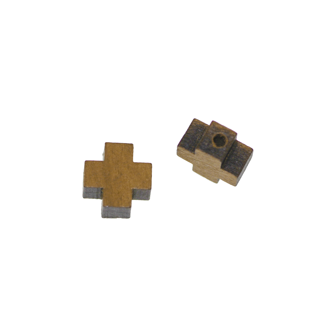 Wooden Cross Spacer, 10mm, Sold Per pkg of 10, Available in Multiple Colours