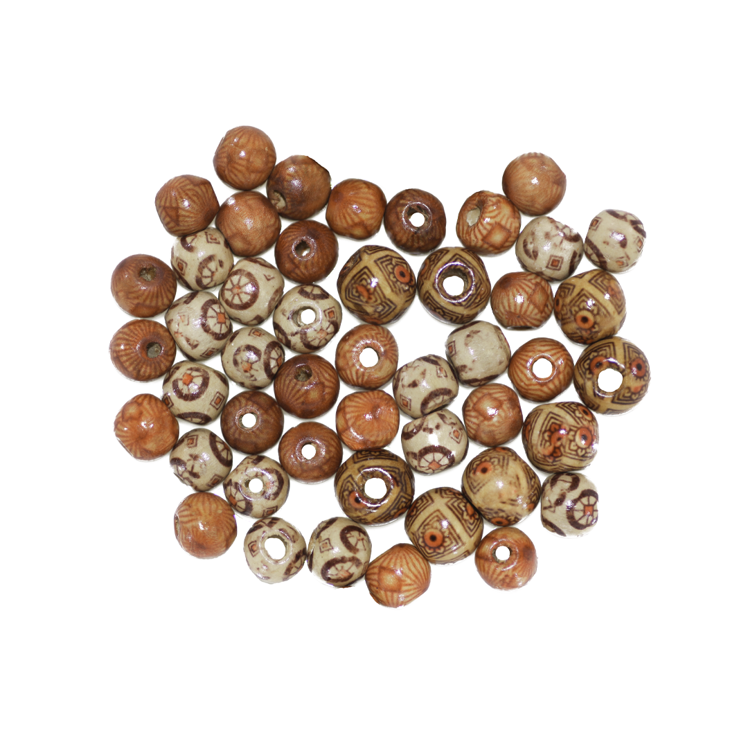 Wood Beads Bulk Bag, Assorted Patterned, Brown, Available in Multiple Sizes