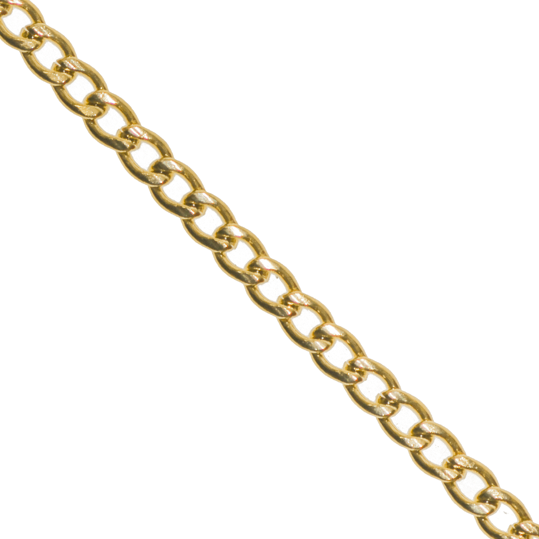 Chains, Flat Curb, Gold, Stainless Steel, 4.5mm x 3mm x 1.2mm, Sold per Meter