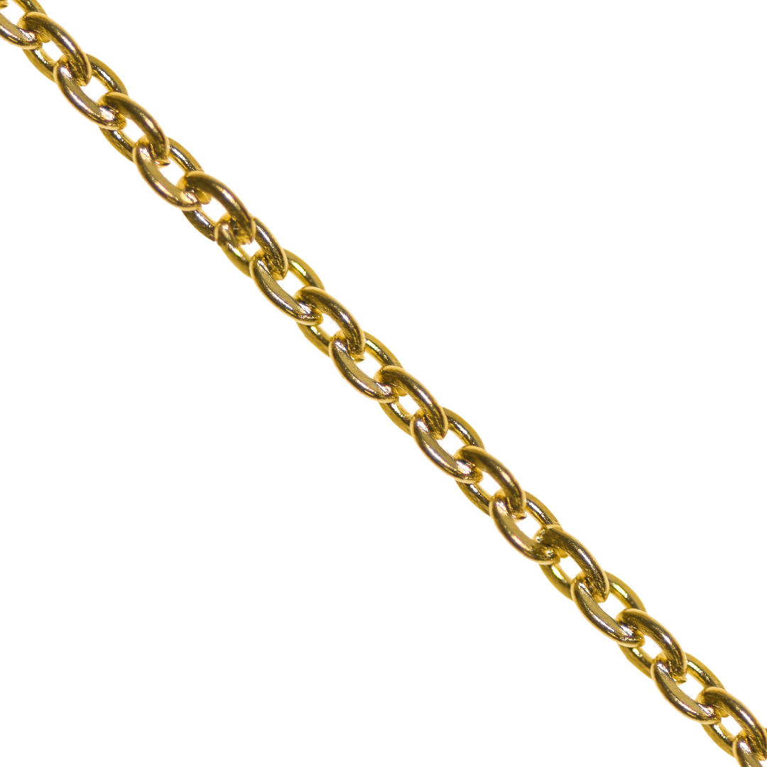 Chains, Gold Stainless Steel, Flat Cable Chain, 4mm x 2.5mm x 1mm per loop - Sold per Meter