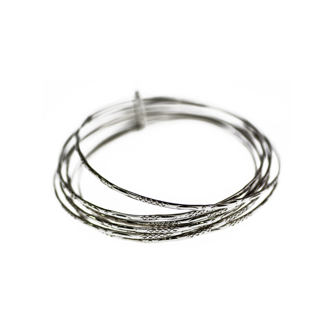 Bangles Set, Silver, Alloy, 2.55 inches inner diameter, Sold Per