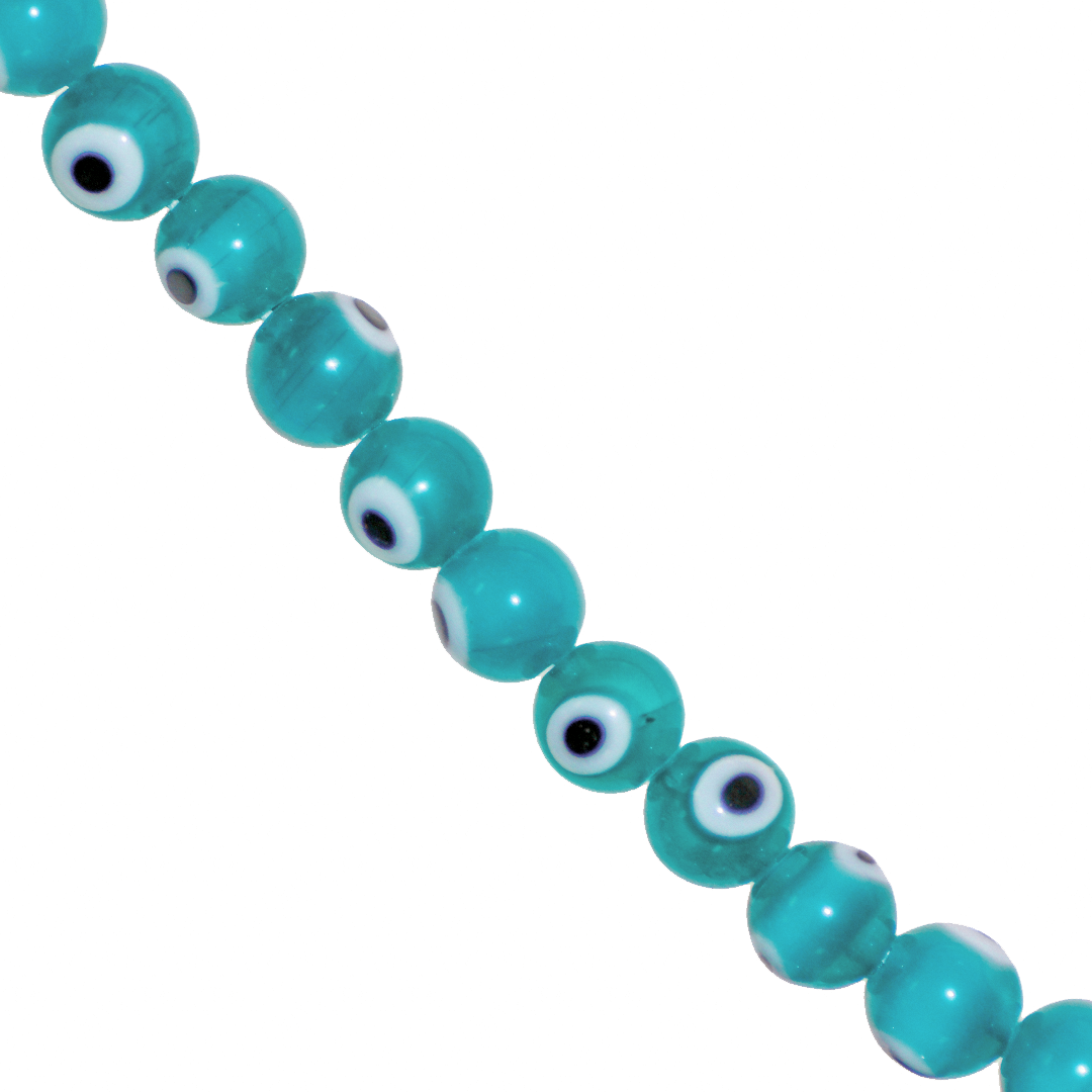 Glass Beads, Turquoise Evil Eye, 4mm, Approx 95 pcs per strand