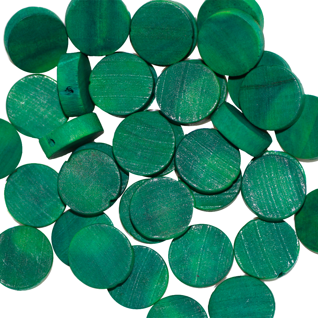 Trimits Wooden Craft Beads - Round - 25mm - Green (Pack of 9