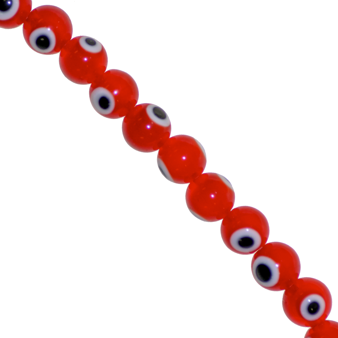 Glass Beads, Red Evil Eye, 4mm, Approx 95 pcs per strand