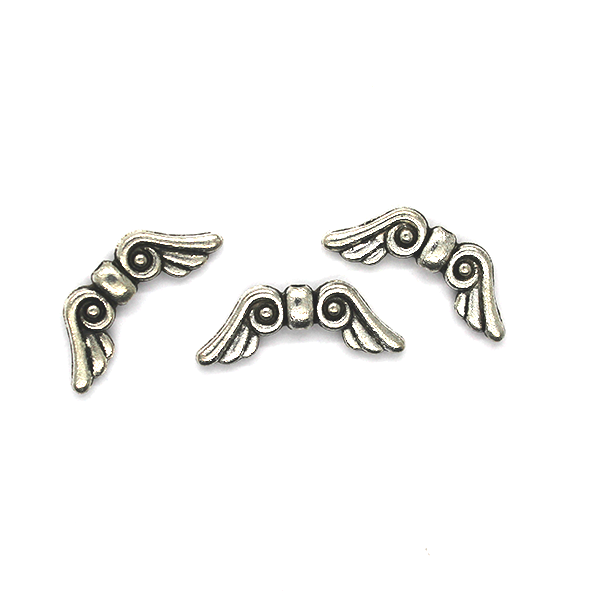 Spacers, Angel Wings, Silver, Alloy, 21mm X 8mm, Sold Per pkg of 10 - Butterfly Beads