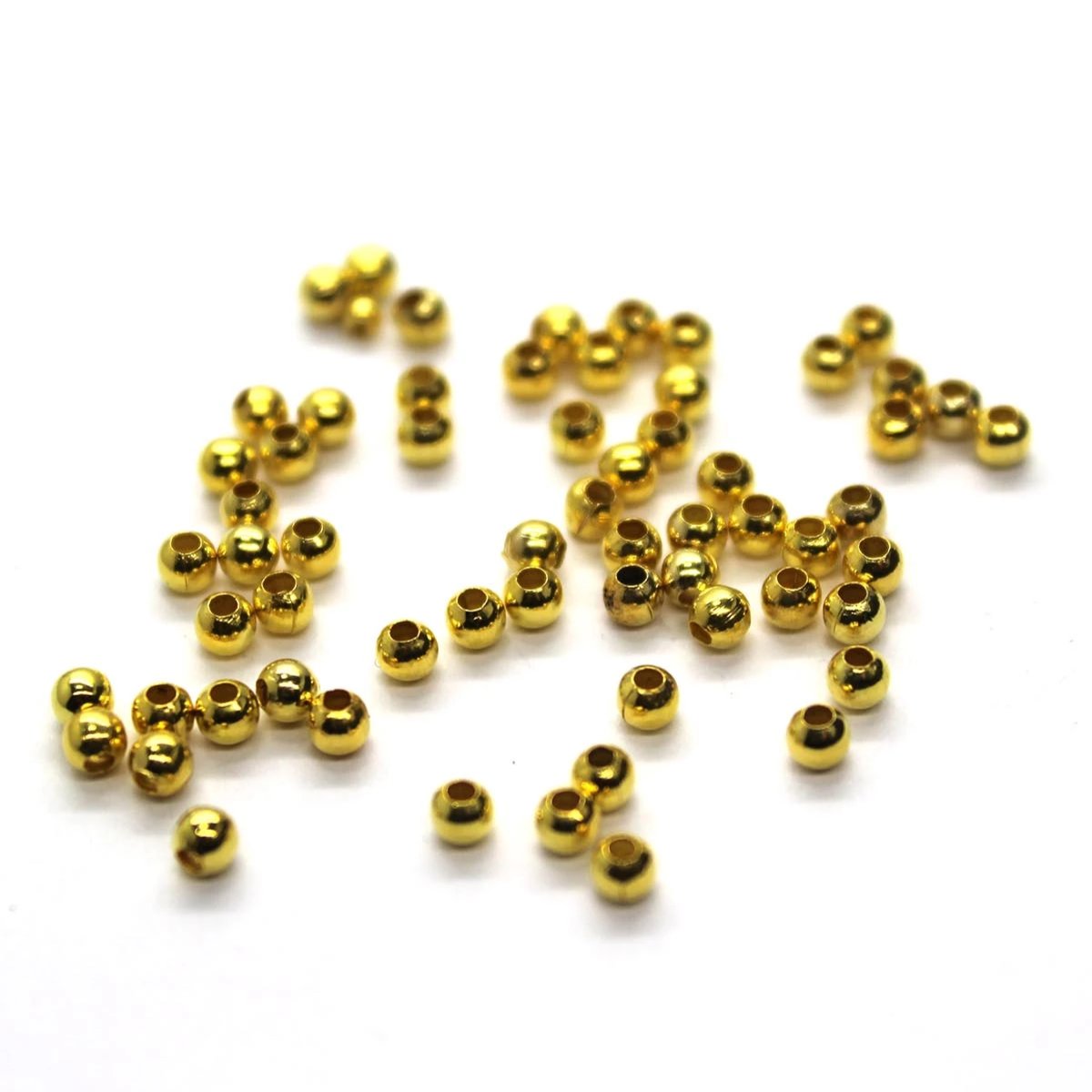 Spacers, Round Bead Spacer, Alloy, Gold, 2.5mm x 2mm, Sold Per pkg of Approx 550+