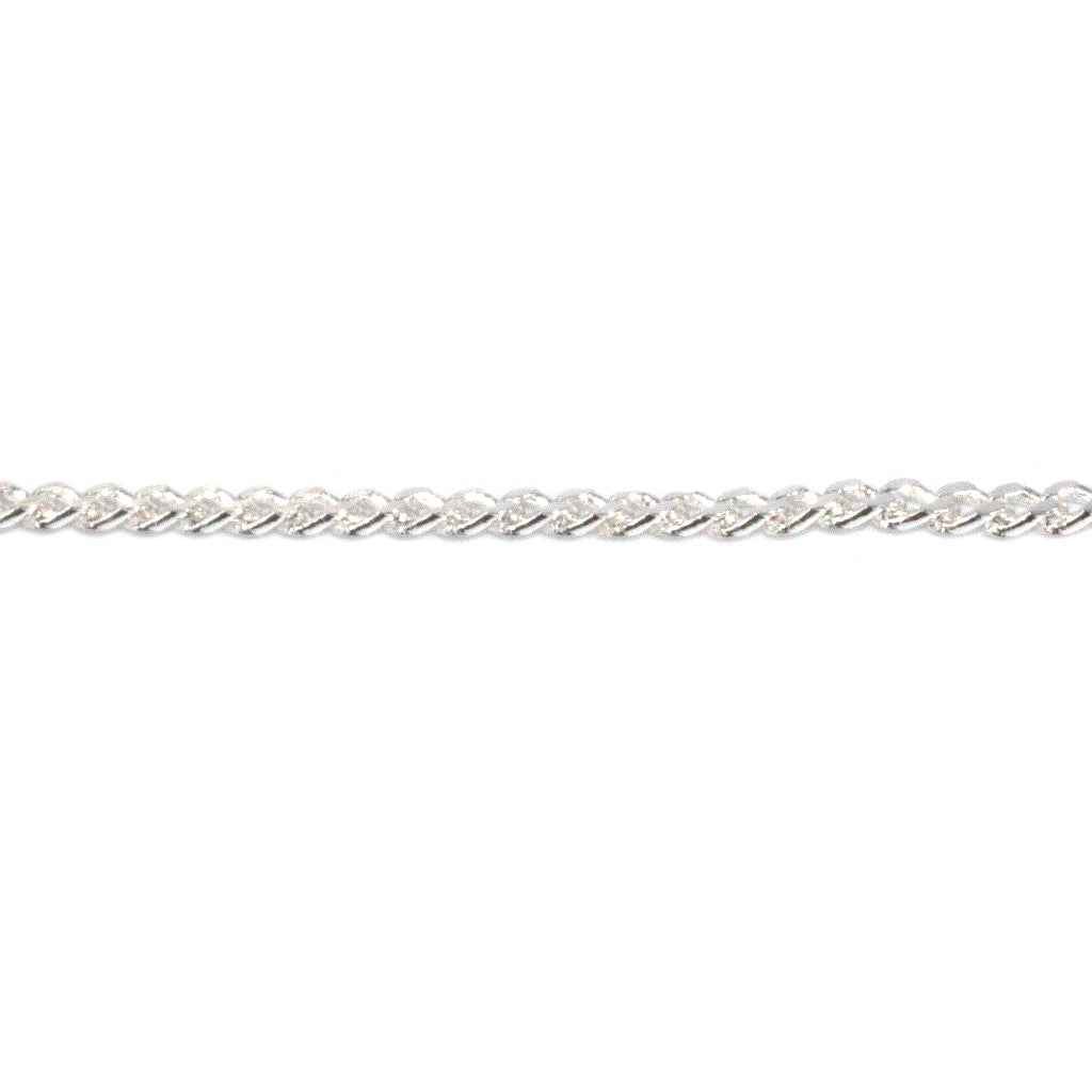 Curb Chain, Sterling Silver Plated, 1mm x 2mm x 0.8mm loop, Sold per Yard