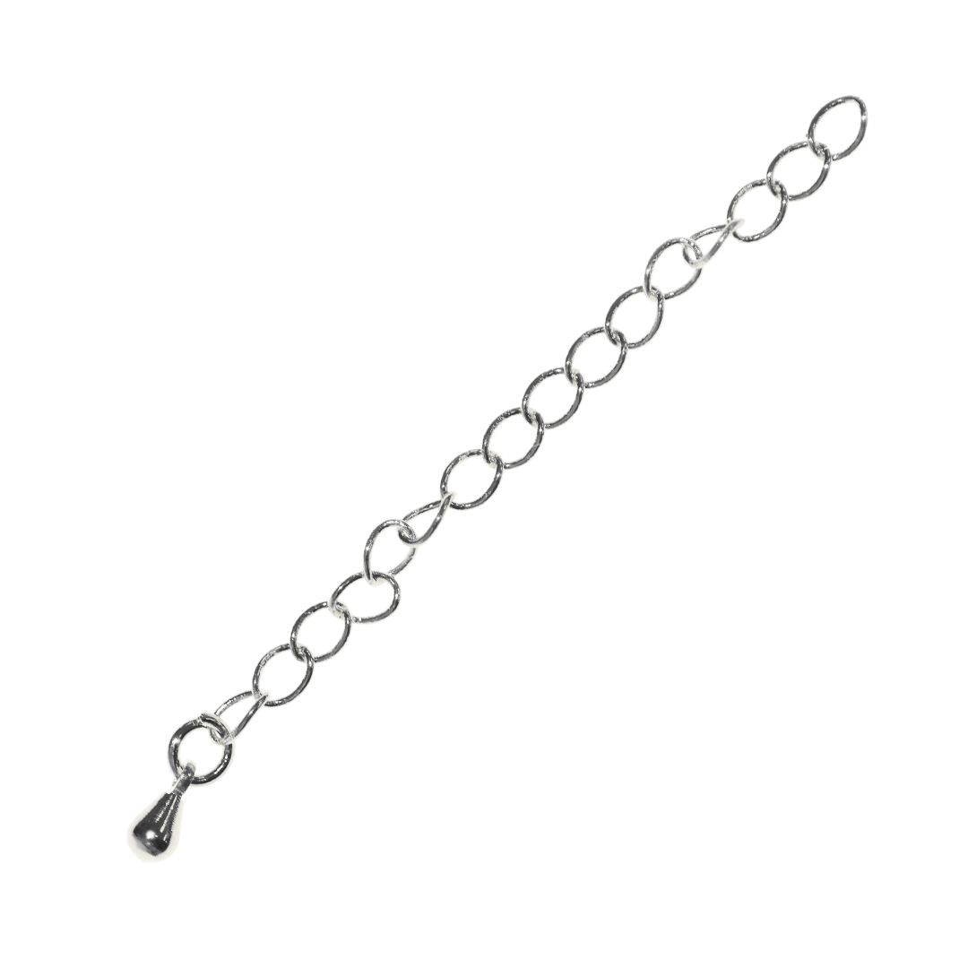 Extender chain, sterling silver, 1mm ball with 2 loops, 1 inch