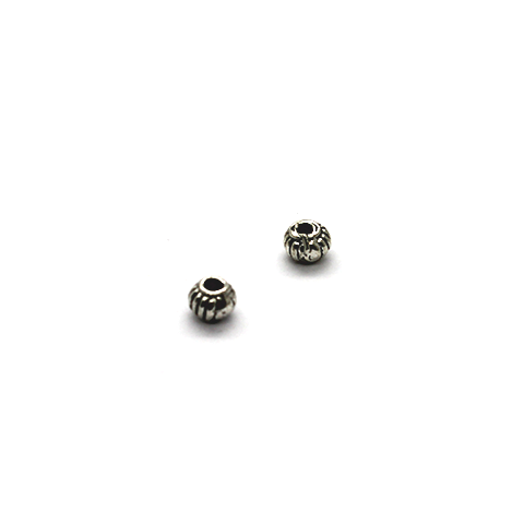 Spacers, Striped Barrel Spacer, Silver, Alloy, 5mm X 4mm, 20pcs - Butterfly Beads