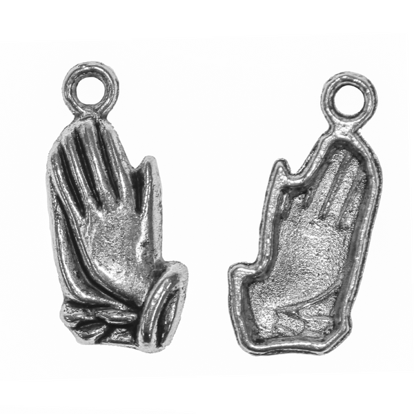 Charms, Praying Hand, Silver, Alloy, 18.5mm x 8.5mm, Sold Per pkg 16 ...