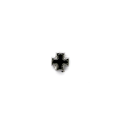 Spacers, Greek Cross, Alloy, Silver & Black, 7.5mm x 7.5mm x 3mm, Sold Per pkg of 15