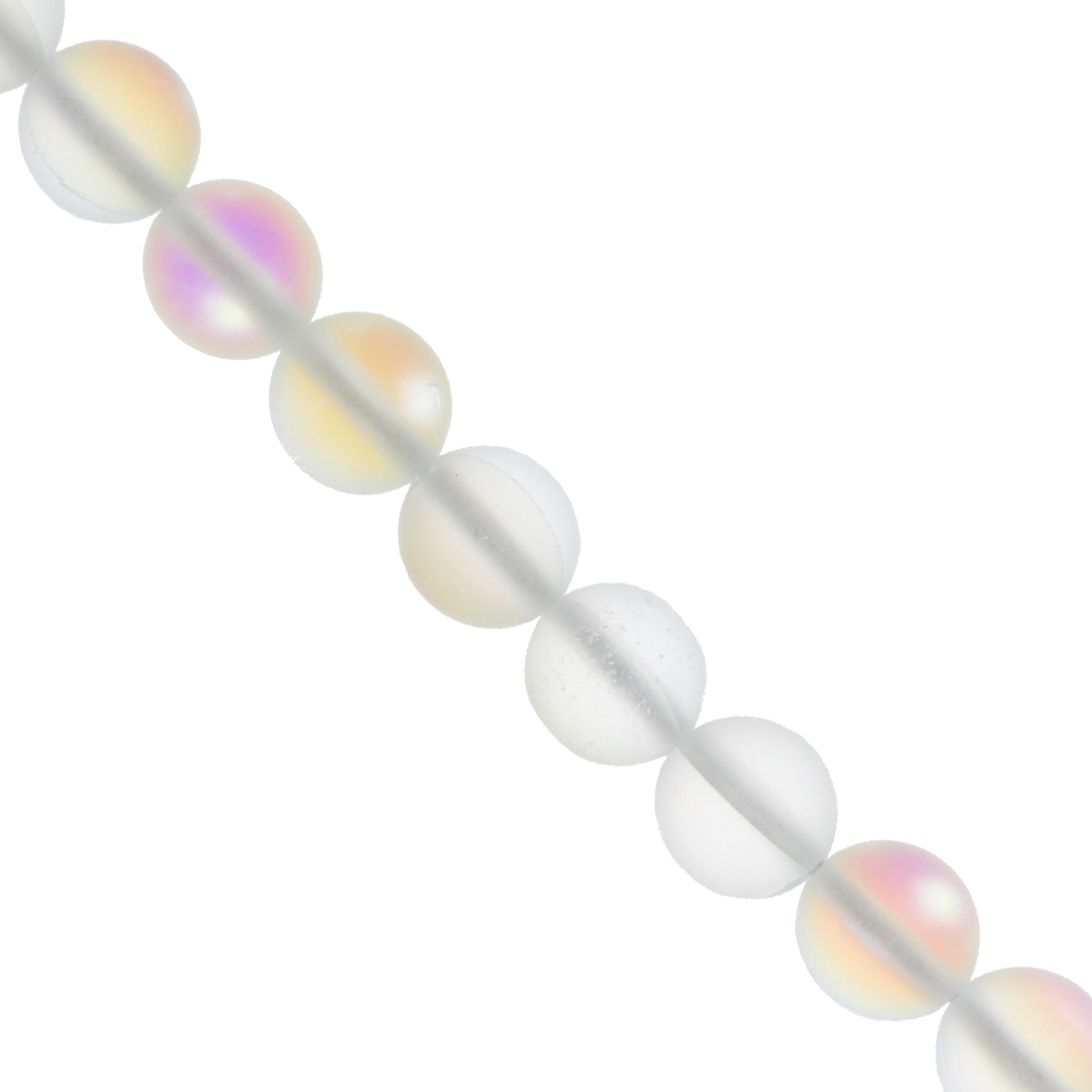 Synthetic Matte Mystic Aura Quartz, 8mm, 46 pcs per strand, Available in 9 Colours