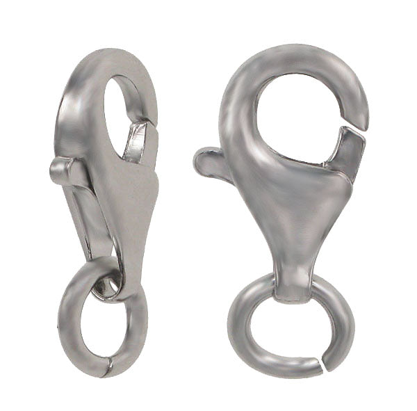 Rhodium Plated Sterling Silver Carabiner Clasp