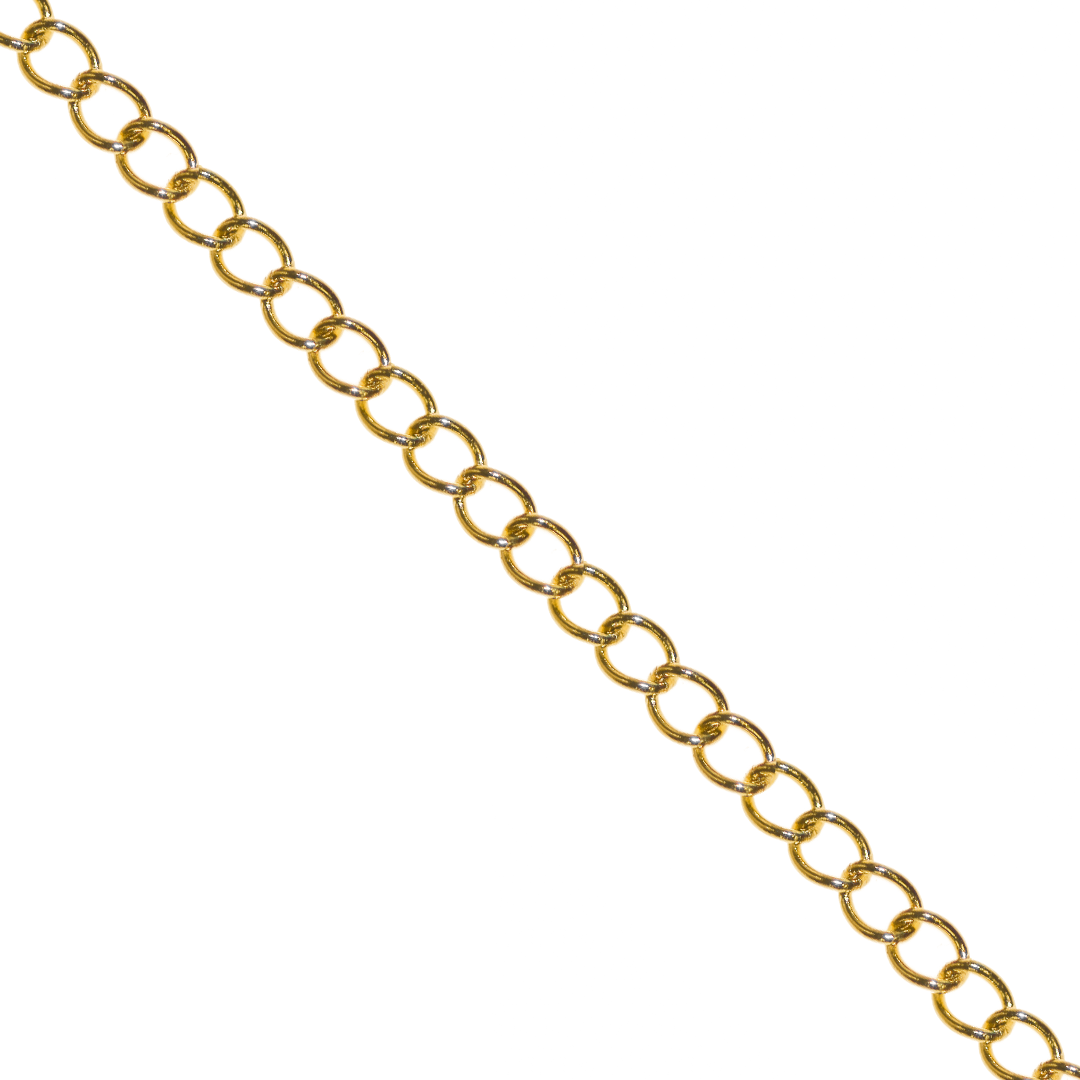 Chains, Curb Chain, Gold Stainless Steel, Sold Per Meter, Available in Multiple Sizes