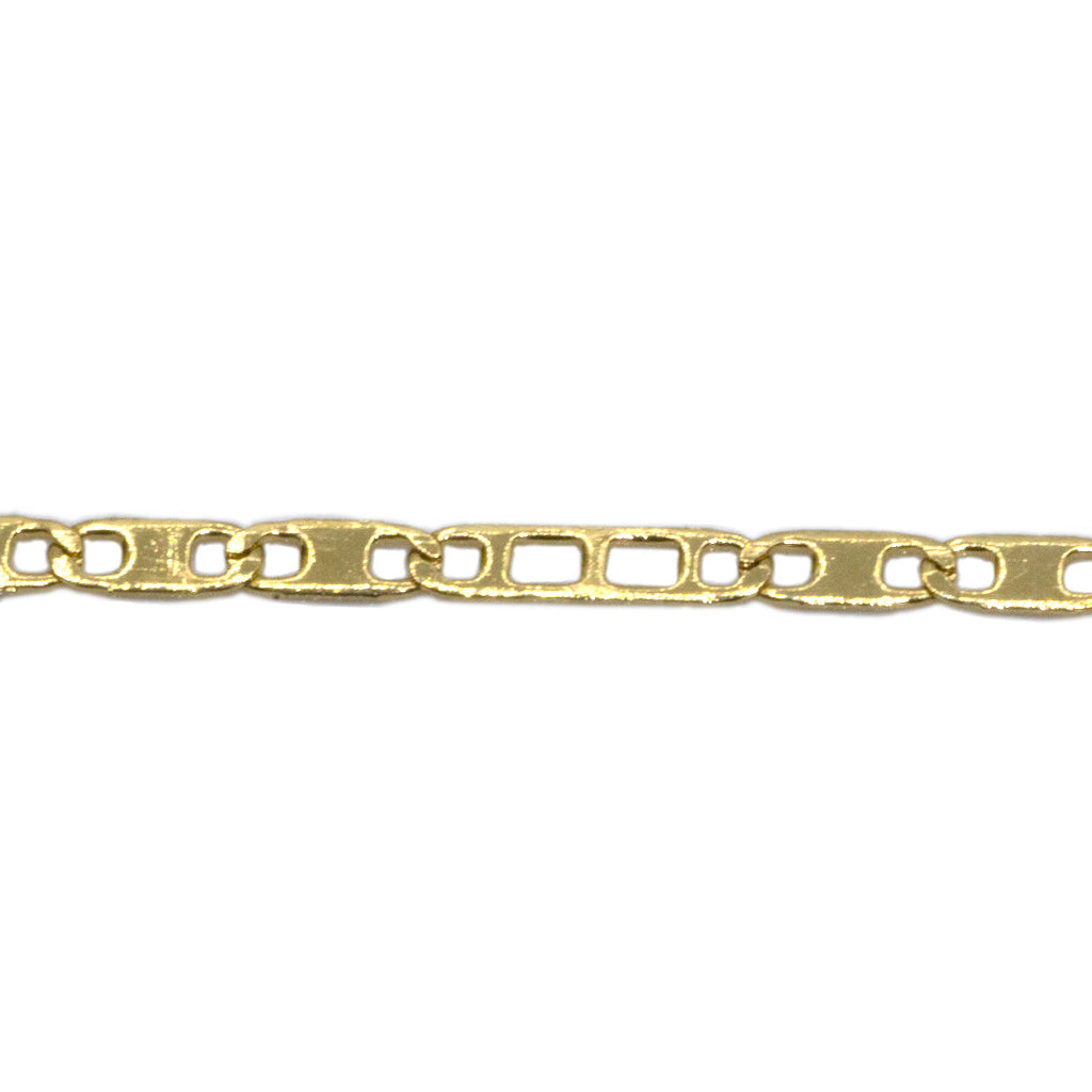 Chains, Long Flat Link Chain, Gold-Plated Stainless Steel, 7mm x 1.5mm x 1mm loop -  Sold per Meter