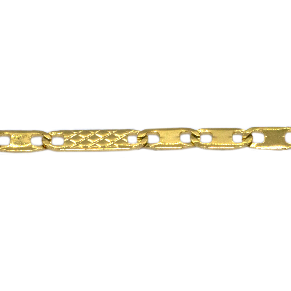 Chains, Scaled Flat Link Chain, Gold Stainless Steel, 7mm x 1.5mm x 0.6mm loop -  Sold per Meter