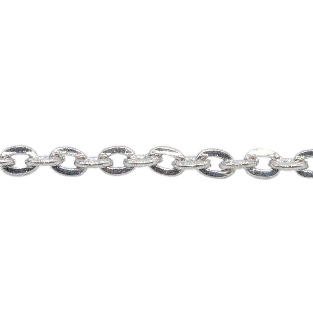 Chains, Flat Cable Chain, Alloy, 4mm x 3mm x 1mm loop, Available in 3 Different Colours - Sold Per Meter