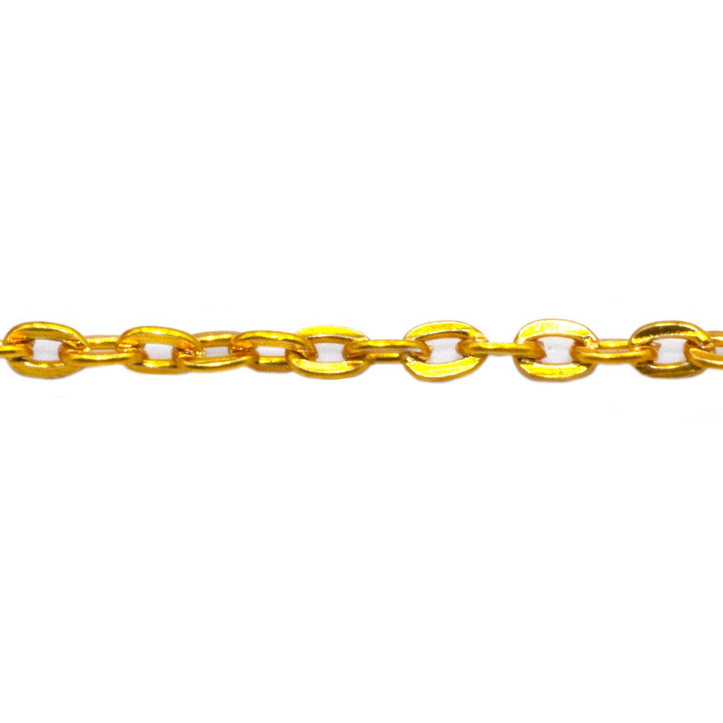 Chains, Flat Cable Chain, Alloy, 4mm x 3mm x 1mm loop, Available in 3 Different Colours - Sold Per Meter