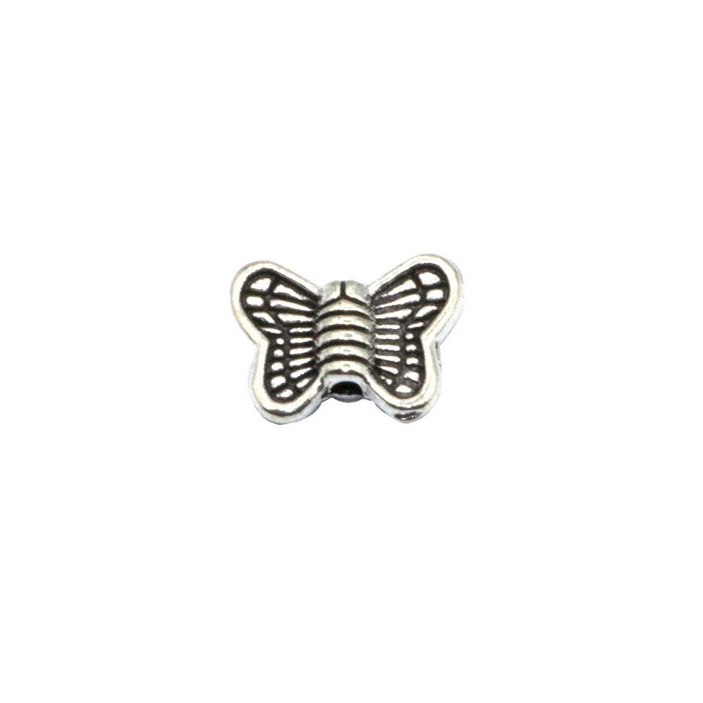 Spacers, Butterfly Beads, Alloy, Silver, 8mm X 10m X 3mm, Sold Per pkg of 10