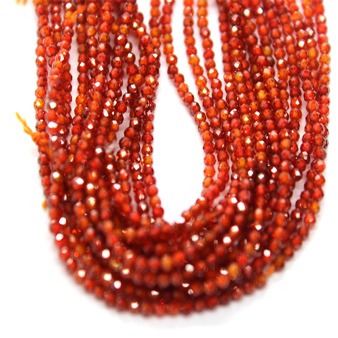 Red Orange Zircon, Semi-Precious Stone, 2mm, Approx 180+ pcs per