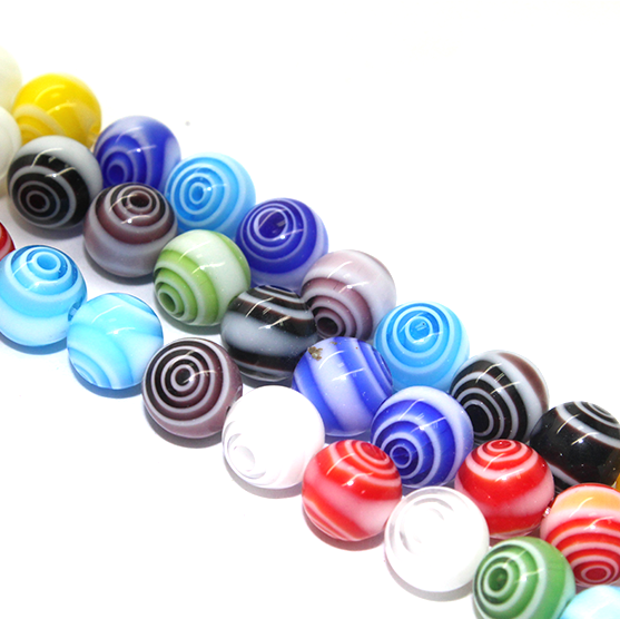 Glass Beads, Multi Color Evil Eye Swirl Beads, 8mm, Approx 45 pcs per strand